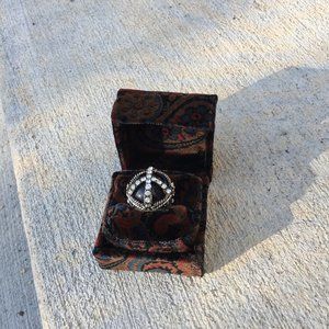 NEW BROWN Black and Orange PAISLEY Velvet Ring Box